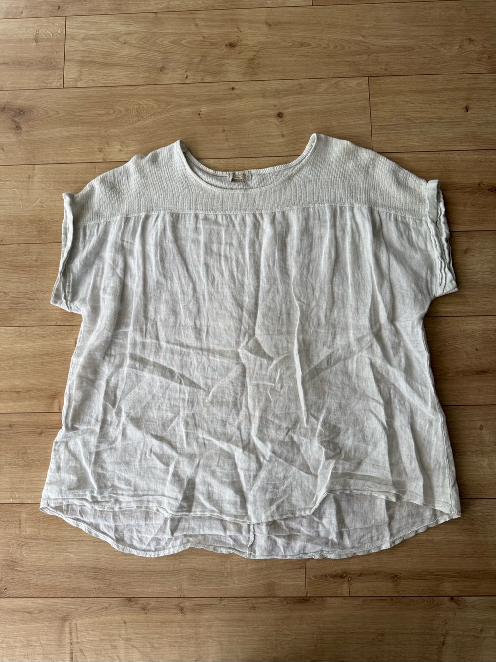 Bellambia 100% Linen Top White Textured Short Sleeve Relaxed Fit Size 2X
